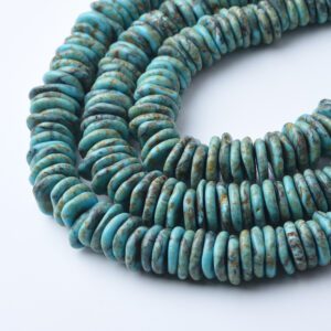 Kingman Turquoise Graduated Disc Button Beads 14–16mm – Arizona Blue Natural Turquoise Gemstone Beads for Jewelry Making & Necklace TUQ101