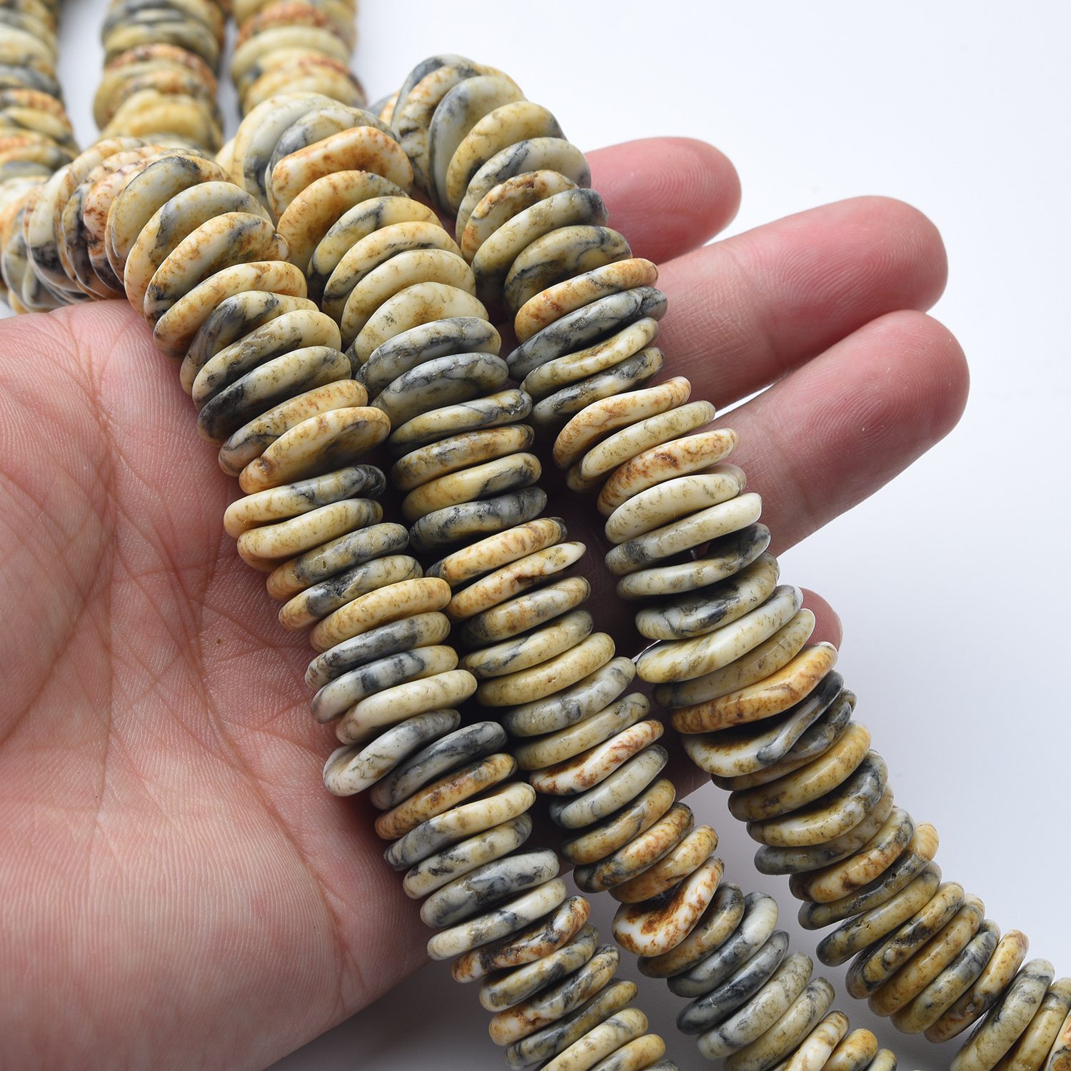 Rustic Raw Turquoise Heishi Disc Beads 14–16mm – Magnesite Turquoise Howlite Spacers for DIY Bracelet Necklace & Jewelry Making TUQ102 - Image 2