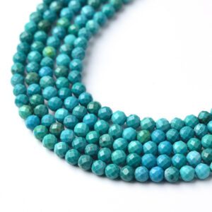 Candelaria Turquoise Beads 3mm Faceted Natural Gemstone Round Micro Beads for Delicate Jewelry Making 15.5" Full Strand TUQ103