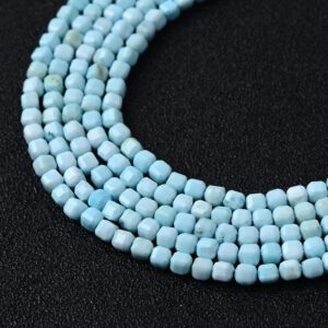 Royston Turquoise Faceted 2.6mm Cube Beads, Natural Micro Gemstone Beads for Jewelry Making 15.5” Full Strand TUQ106