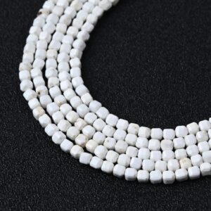 White Buffalo Turquoise 2.6mm Faceted Cube Beads, Small Natural Gemstone Beads for Fine Jewelry Making, 15.5" Full Strand TUQ107