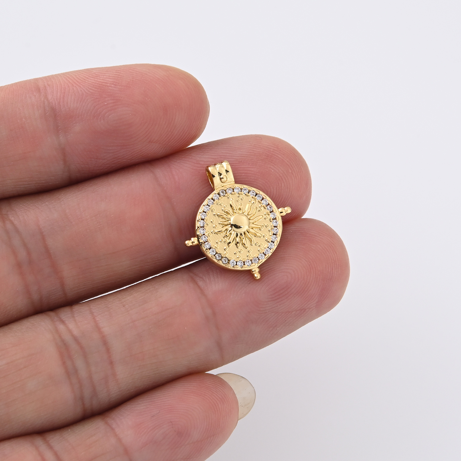 Gold Filled Sun Charm, CZ Round Sunburst Pendant for DIY Necklace Bracelet Earrings Jewelry Making, Celestial Dainty Accessory Gift, CP2345 - Image 2