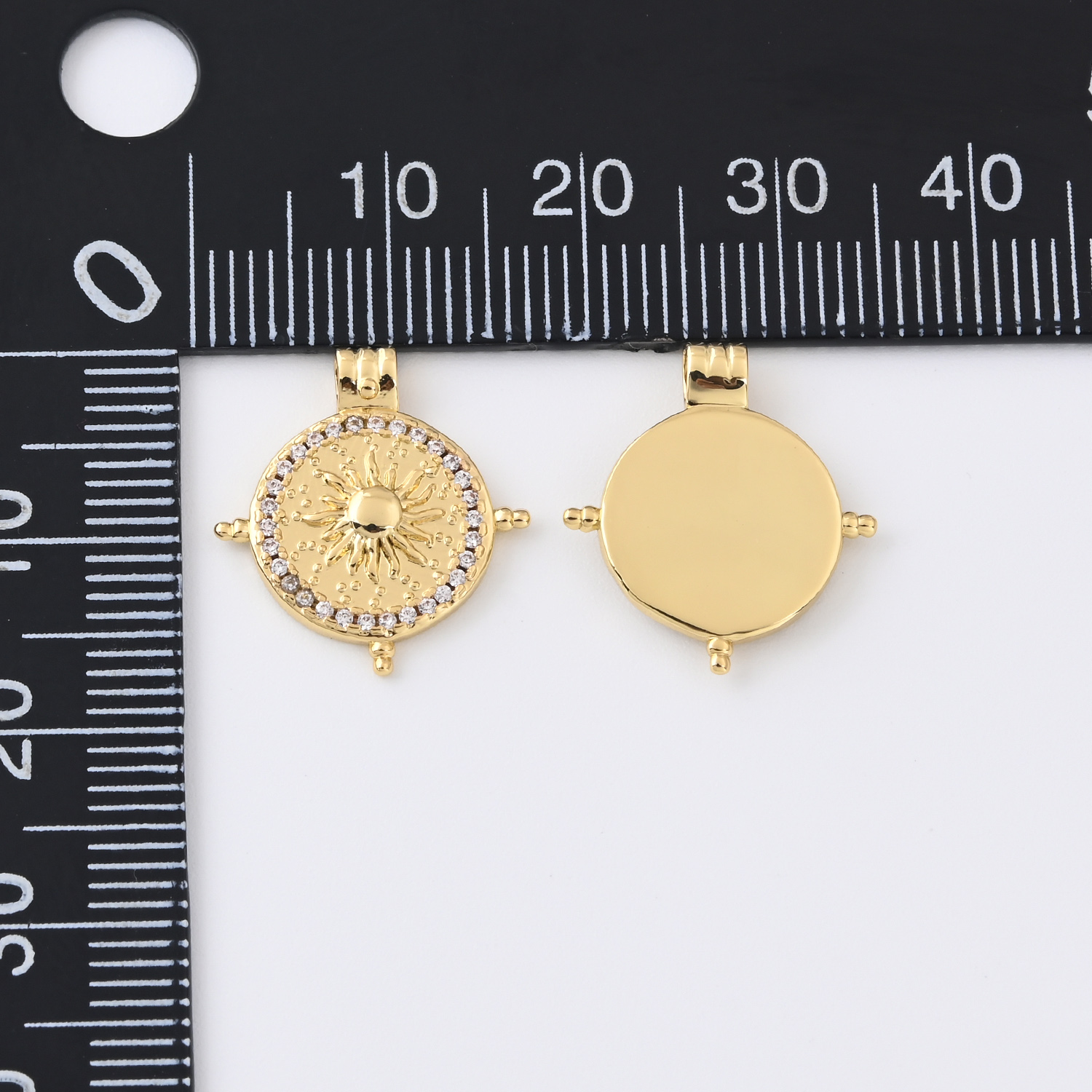 Gold Filled Sun Charm, CZ Round Sunburst Pendant for DIY Necklace Bracelet Earrings Jewelry Making, Celestial Dainty Accessory Gift, CP2345 - Image 3