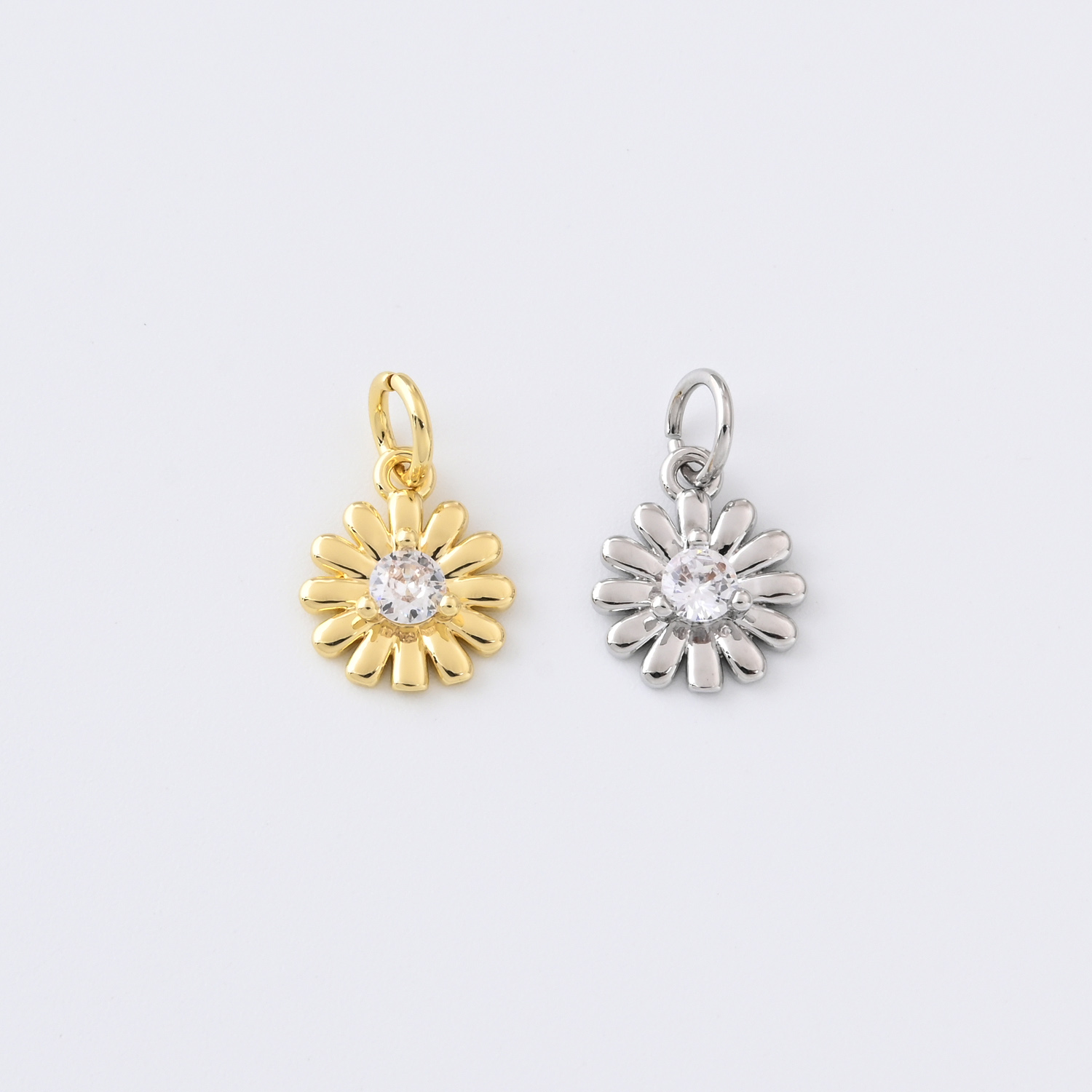 Gold Filled Daisy Flower Charm, CZ Sunflower Pendant for DIY Necklace Bracelet Earrings Jewelry Making, Floral Dainty Accessory Gift, CP2347