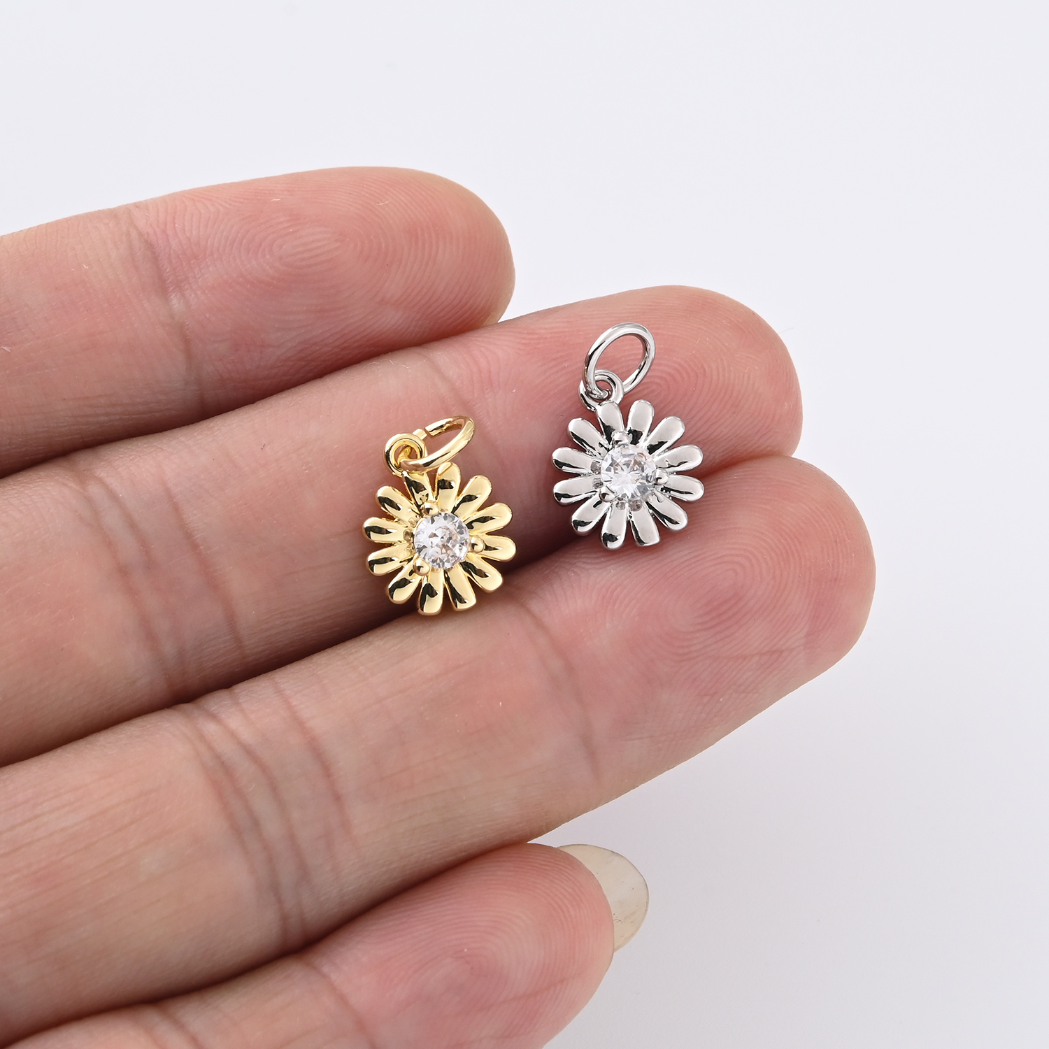 Gold Filled Daisy Flower Charm, CZ Sunflower Pendant for DIY Necklace Bracelet Earrings Jewelry Making, Floral Dainty Accessory Gift, CP2347 - Image 2