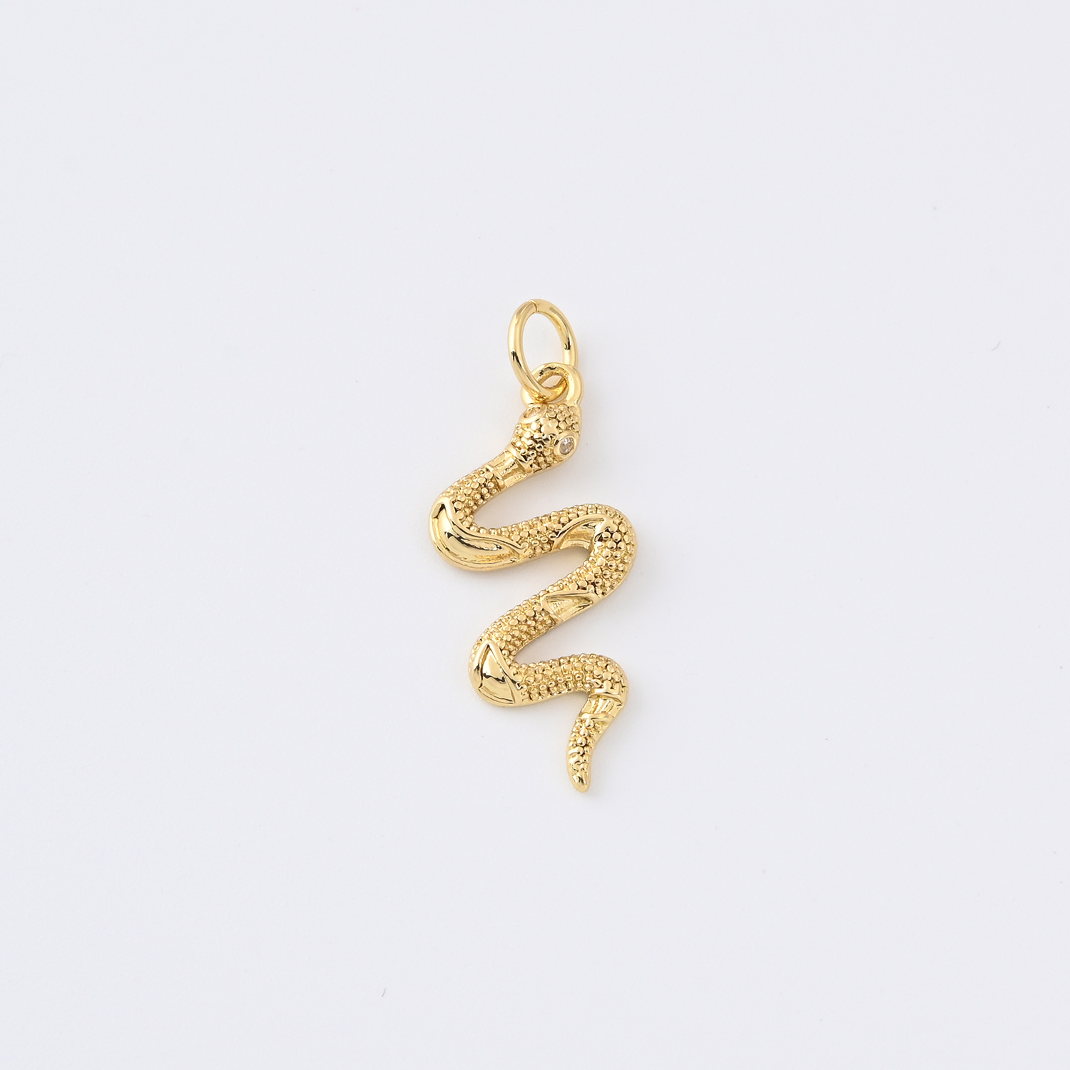 Gold Filled Snake Charm, Textured Serpent Pendant for DIY Necklace Bracelet Earrings Jewelry Making, Animal Symbol Accessory Gift CP2349