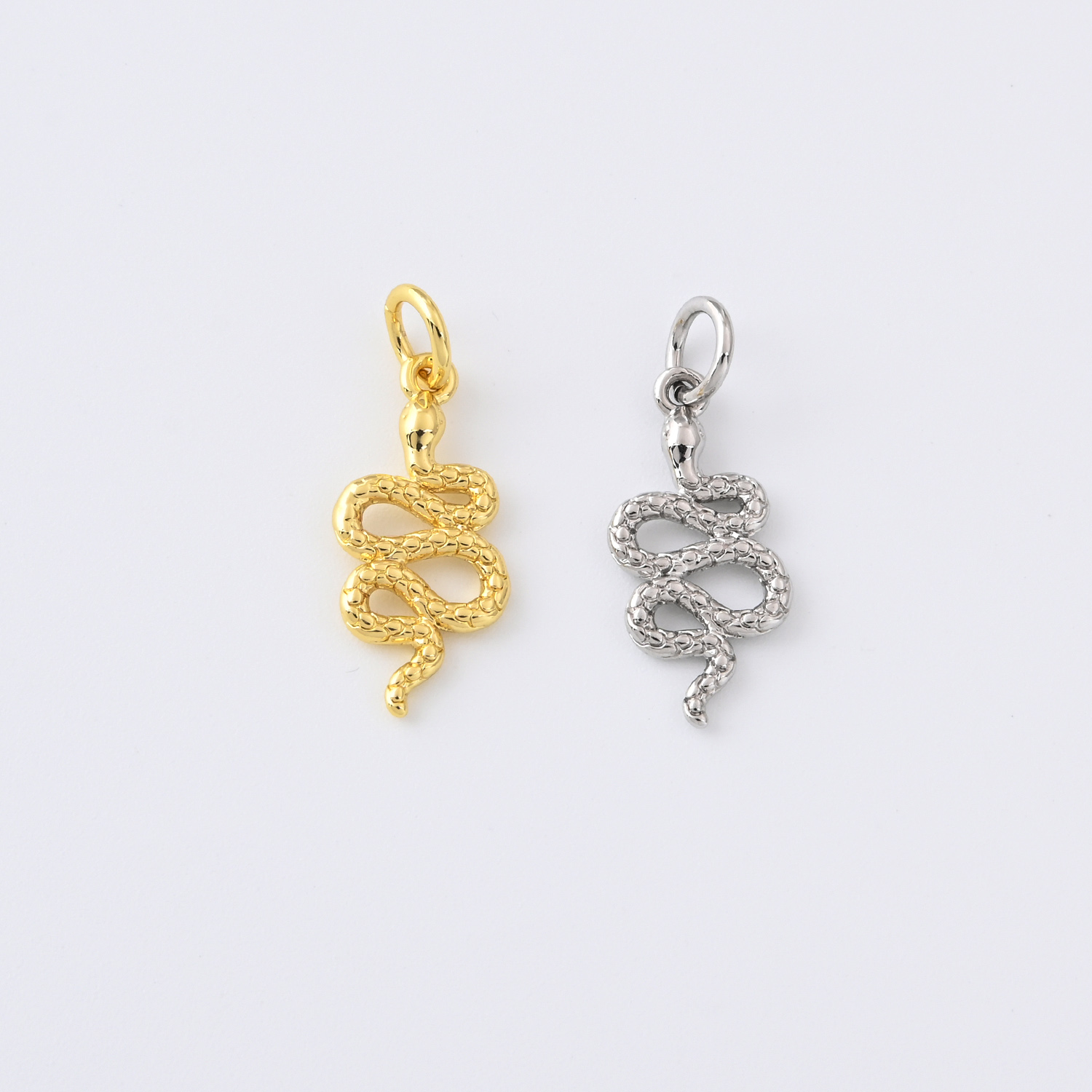Gold Filled Snake Charm, Textured Serpent Pendant for DIY Necklace Bracelet Earrings Jewelry Making, Animal Symbol Accessory Gift, CP2350
