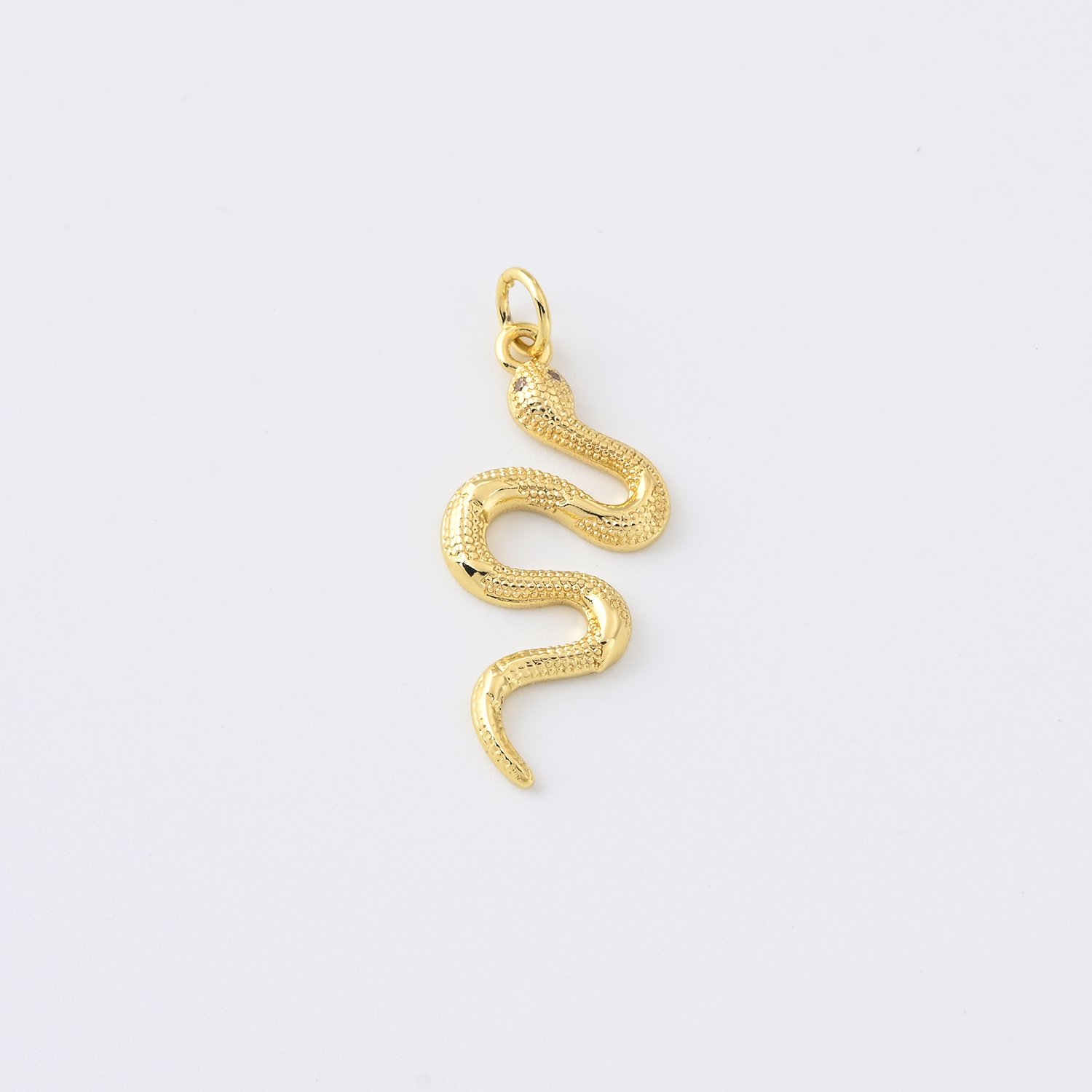 Gold Filled Snake Charm, Long Textured Serpent Pendant for DIY Necklace Bracelet Jewelry Making, Dainty Animal Symbol Accessory Gift, CP2351