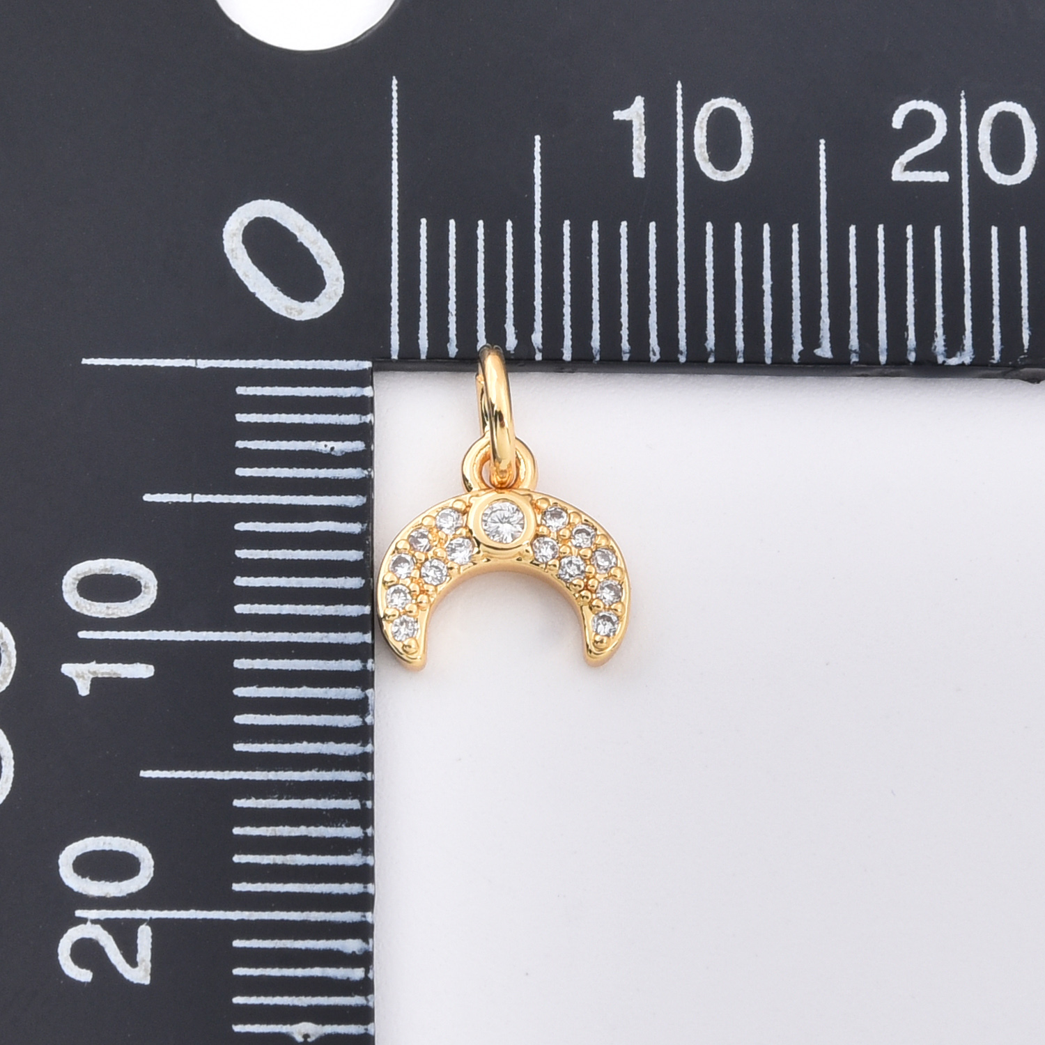 Gold Filled CZ Crescent Moon Charm, Sparkly Half Moon Pendant for DIY Necklace Bracelet Jewelry Making, Minimal Celestial Gift, CP2359 - Image 3
