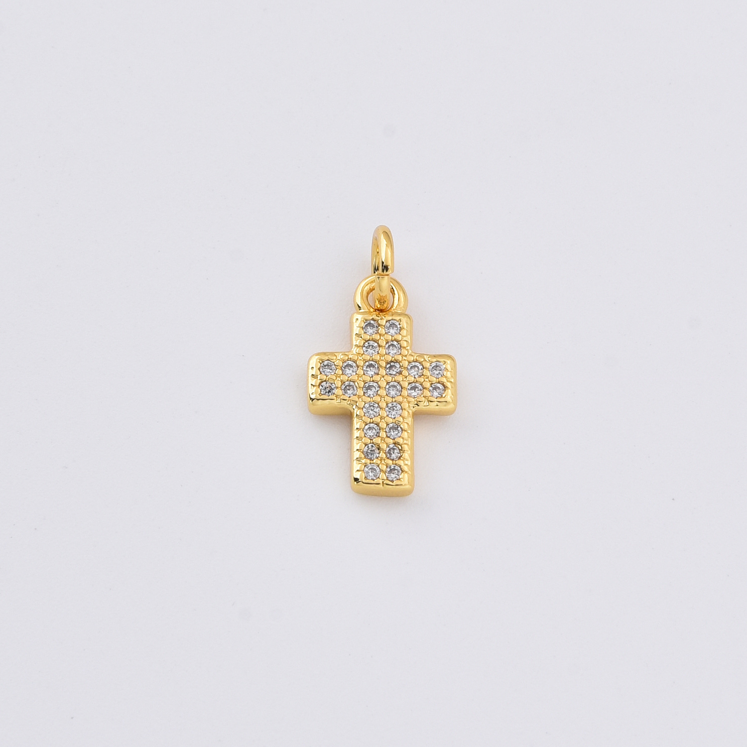 Gold Filled CZ Cross Charm, Sparkly Religious Cross Pendant for DIY Necklace Bracelet Jewelry Making, Christian Faith Gift, CP2361