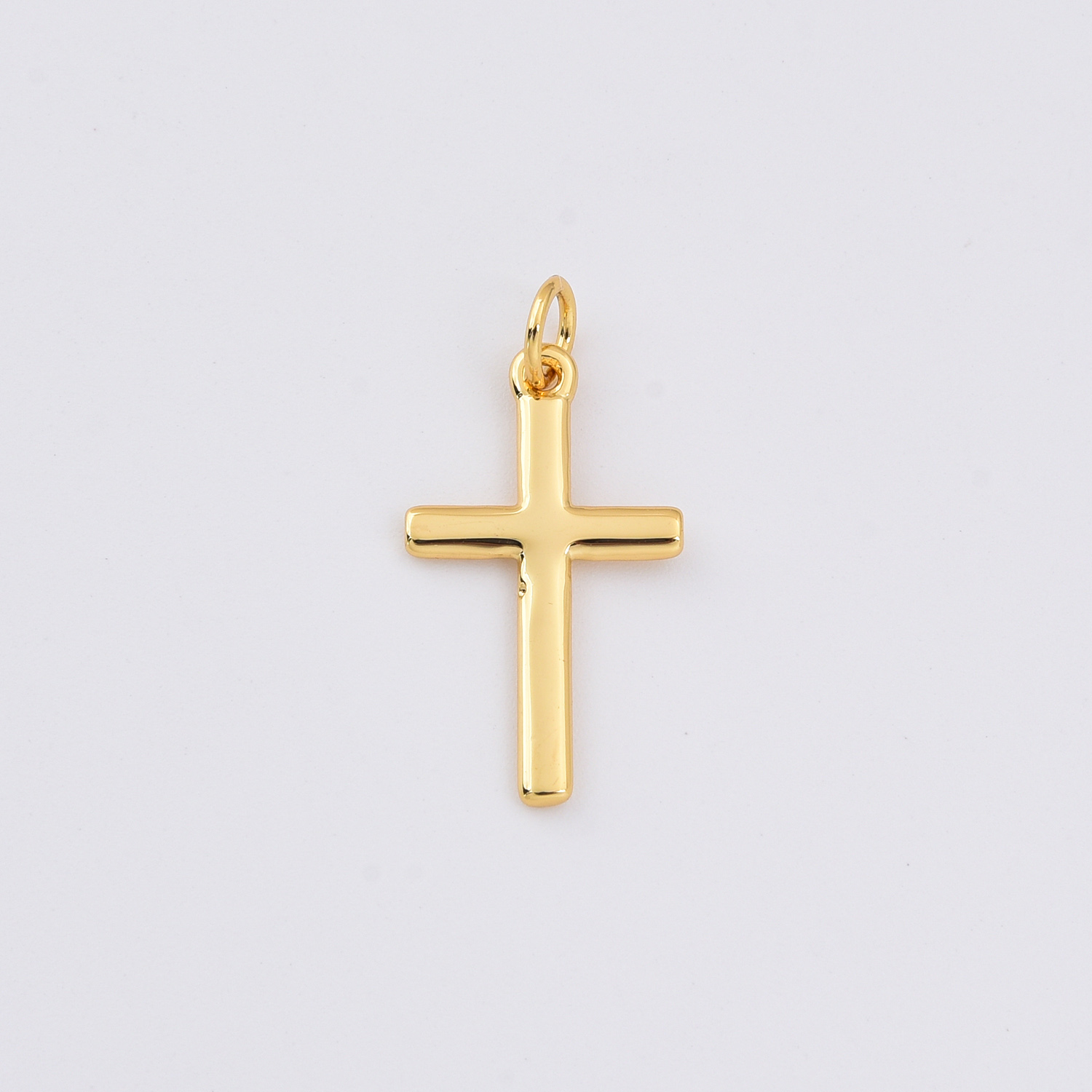 Gold Filled Plain Cross Charm, Minimalist Religious Pendant for DIY Necklace Bracelet Jewelry Making, Simple Faith Gift for Her, CP2362