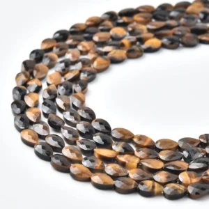 Tiger Eye Leaf Beads 4x6mm Natural Brown Faceted Teardrop Genuine Gemstone Jewelry Supply Healing Stone GRN665C