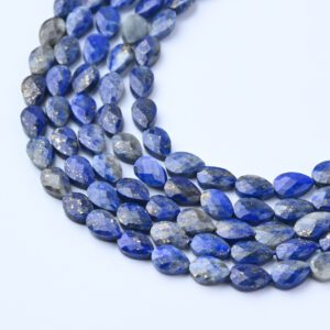 AAA Faceted Natural Blue Jean Lapis Leaf Teardrop Gemstone Beads 4x6mm 15.5" Strand GRN667