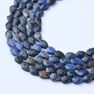 Faceted Dumortierite Beads, Teardrop Gemstone Beads, 4x6mm Blue Quartz Dangles, Jewelry Making Supplies, Healing Crystals GRN668