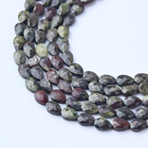Faceted AAA Natural Dragon Blood Jasper Leaf Teardrop Gemstone Beads 4x6mm 15.5" Strand GRN669