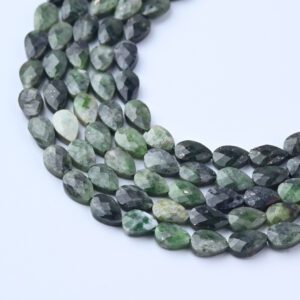Faceted AAA Chrome Diopside Beads, Leaf Teardrop Gemstone Beads, 4x6mm Emerald Green Dangles, Jewelry Making Supplies GRN670