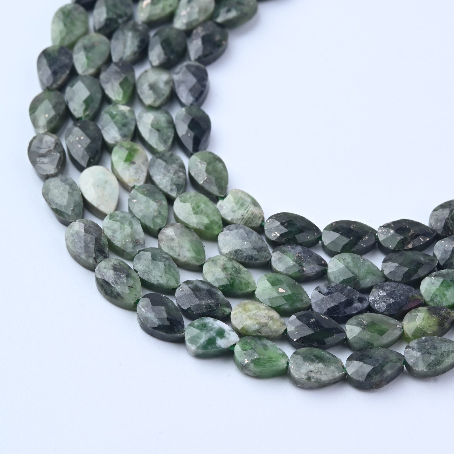 Faceted AAA Chrome Diopside Beads, Leaf Teardrop Gemstone Beads, 4x6mm Emerald Green Dangles, Jewelry Making Supplies GRN670