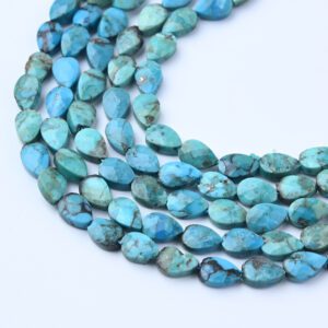Faceted Turquoise Beads, Natural Turquoise Briolette, 4x6mm Teardrop Gemstone Beads, DIY Jewelry Making, Healing Stone GRN675