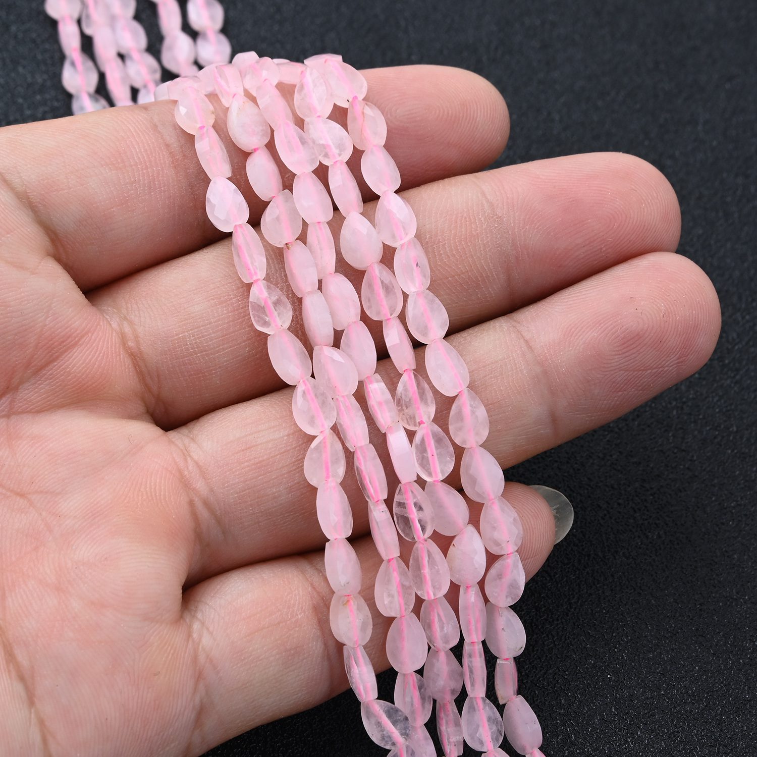 AAA Rose Quartz Beads, Faceted Teardrop Gemstone Beads, 4x6mm Pink Dangles, Jewelry Making Supplies, Love Stone GRN679 - Image 2