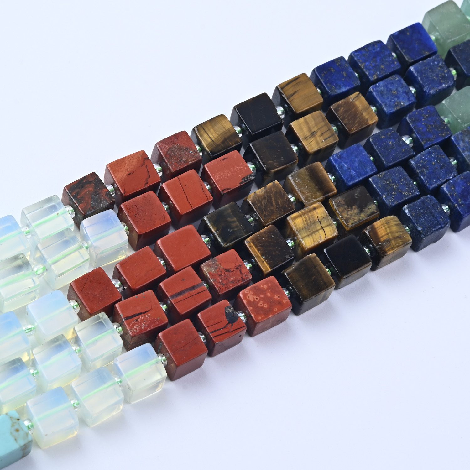 Healing Crystal Cube Beads 8mm, Smooth Gemstone Beads Strand, Tiger Eye Amethyst Aventurine Rose Quartz 7 Gemstones, Jewelry Making GRN680 - Image 3