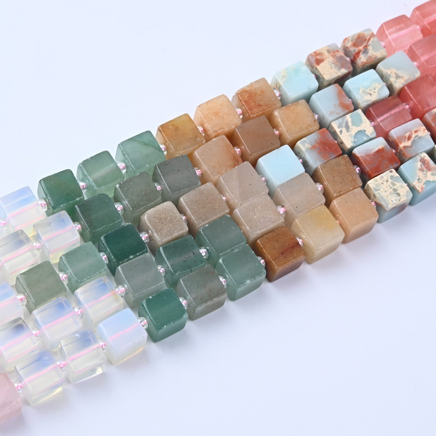 Chakra Healing Crystal Beads 8mm, Morganite Amazonite Aventurine Smooth Cube Gemstone Beads, Stone Set for Jewelry Making GRN682 - Image 3