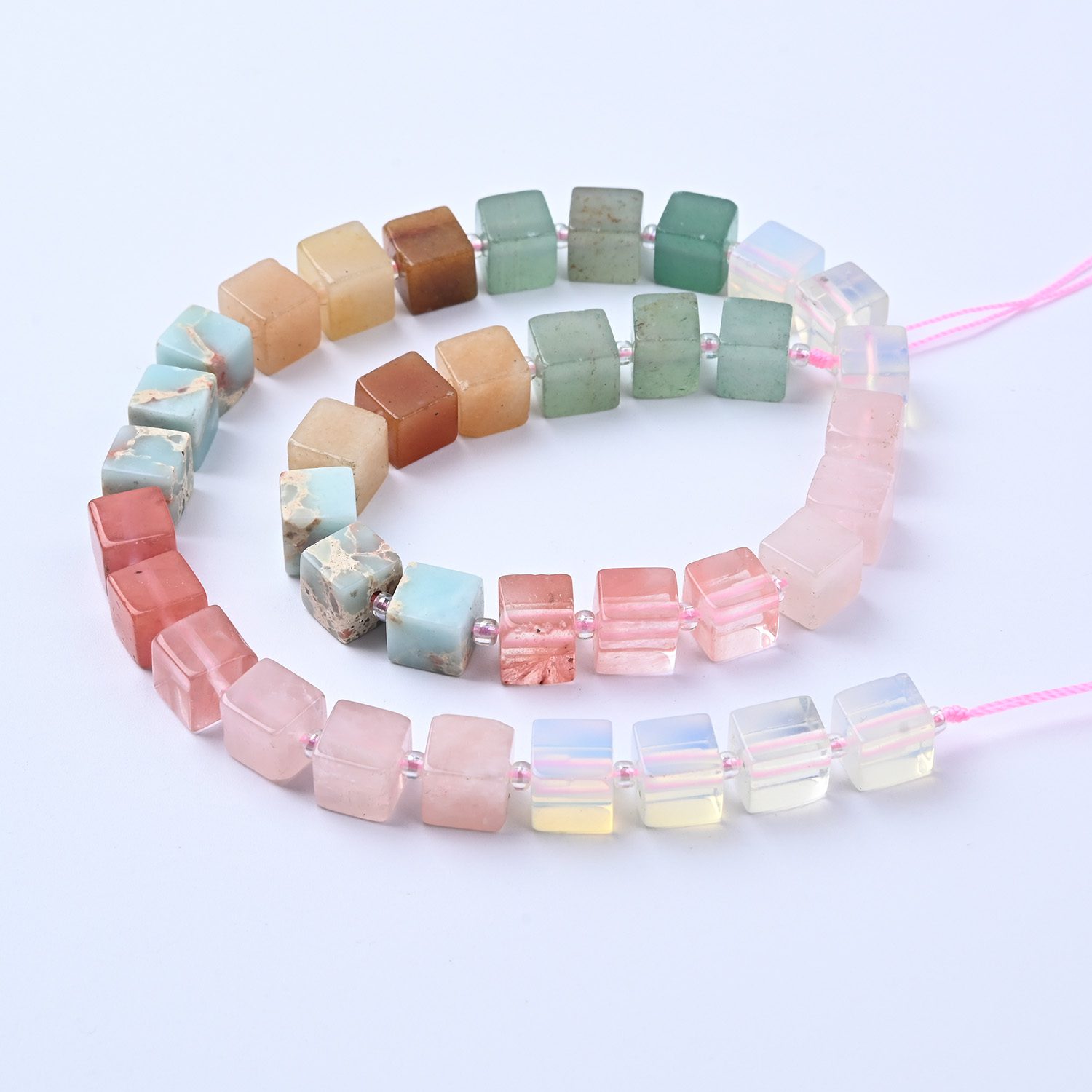 Chakra Healing Crystal Beads 8mm, Morganite Amazonite Aventurine Smooth Cube Gemstone Beads, Stone Set for Jewelry Making GRN682 - Image 4
