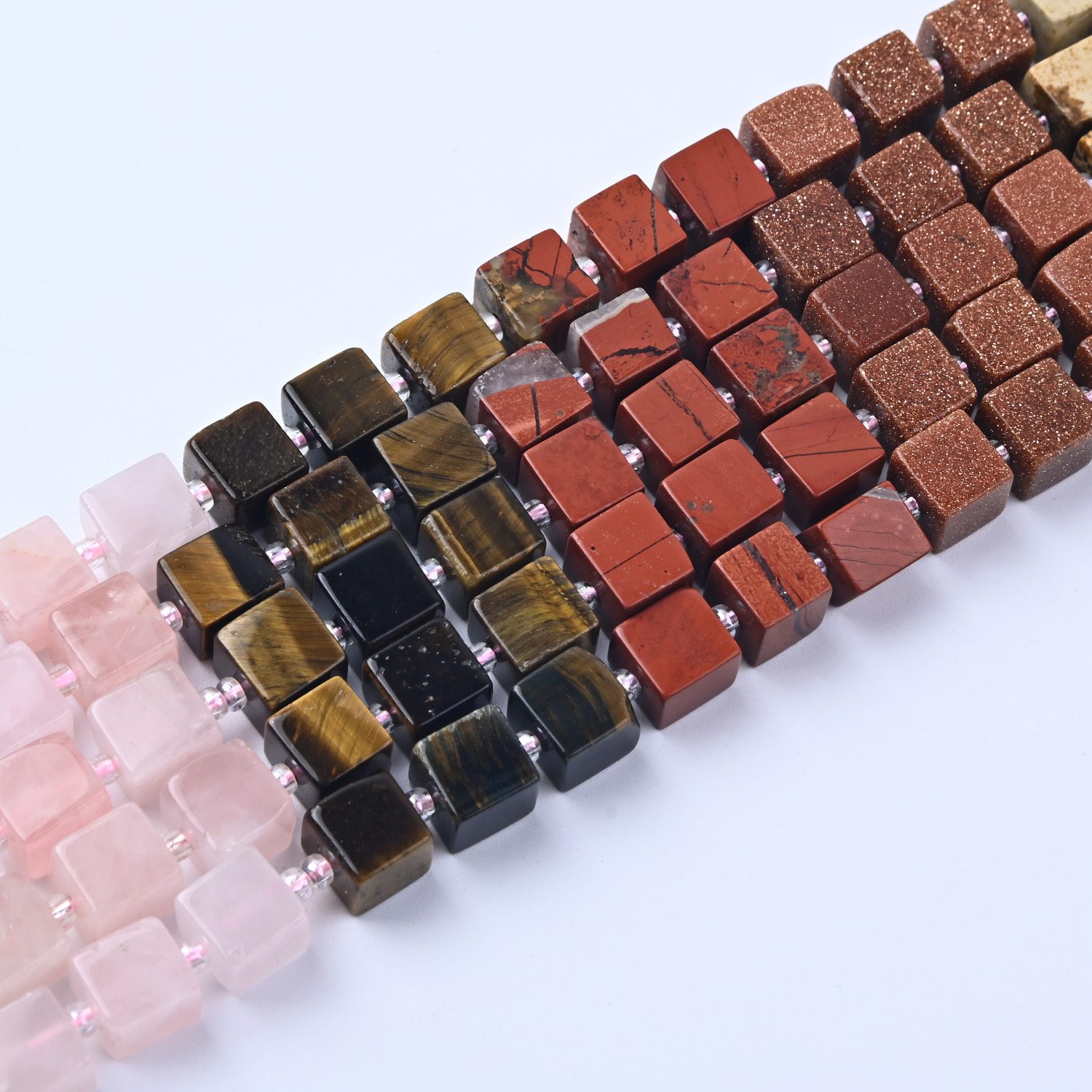 Earth Tone Healing Cube Beads 8mm, Mookaite Tiger's Eye Carnelian Smooth Gemstone Beads, Cube Stone Set for Jewelry GRN688 - Image 4