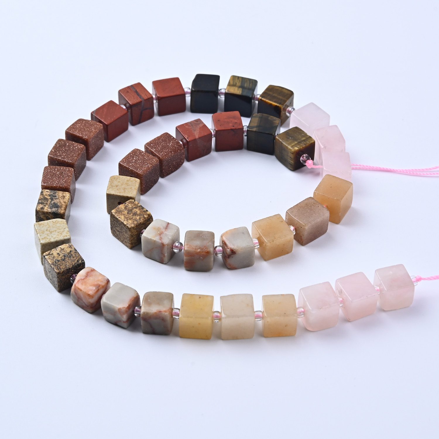 Earth Tone Healing Cube Beads 8mm, Mookaite Tiger's Eye Carnelian Smooth Gemstone Beads, Cube Stone Set for Jewelry GRN688 - Image 3