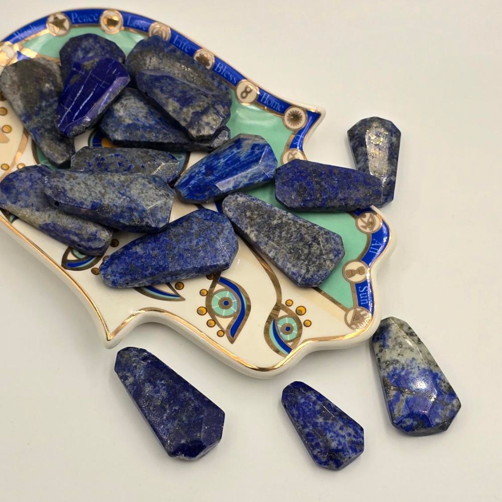 Lapis Lazuli Arrow Charm, Faceted Coffin Shaped Gemstone, Royal Blue Dangle Charm Bead, Protection Wisdom Jewelry Making, Sold by Pcs, GRN733