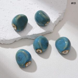 Ceramic Beads, Handmade Clay Beads for Jewelry Making, Unique Pottery Beads, Boho Spacer Beads, DIY Craft Supplies 20x18mm, ORG276