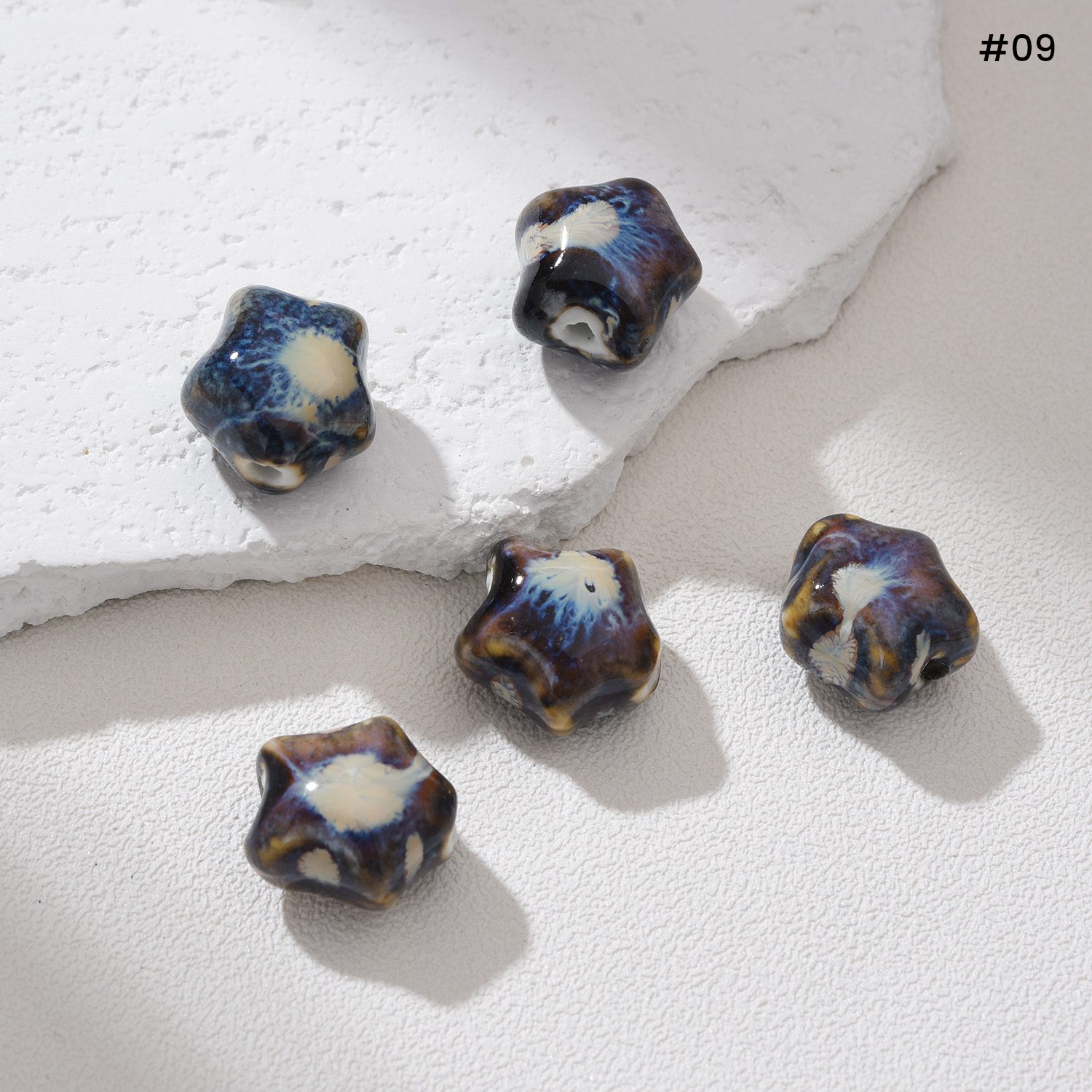 Star Shaped Ceramic Bead 11mm Handmade Pottery Clay Bead Boho Jewelry Spacer Bead Unique Artisan Bead DIY Craft Making Supply ORG279