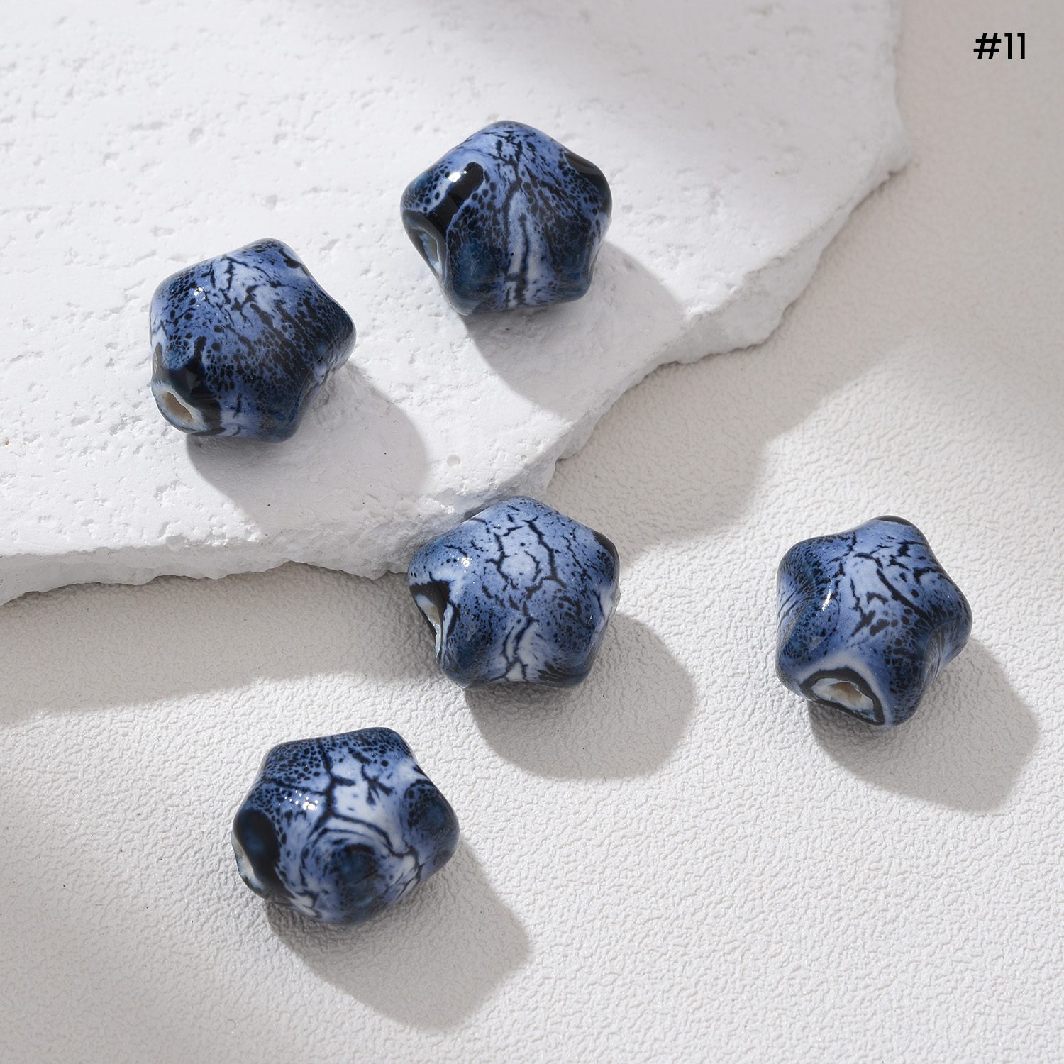 Star Shaped Ceramic Bead 11mm Handmade Pottery Clay Bead Boho Jewelry Spacer Bead Unique Artisan Bead DIY Craft Making Supply ORG279 - Image 3