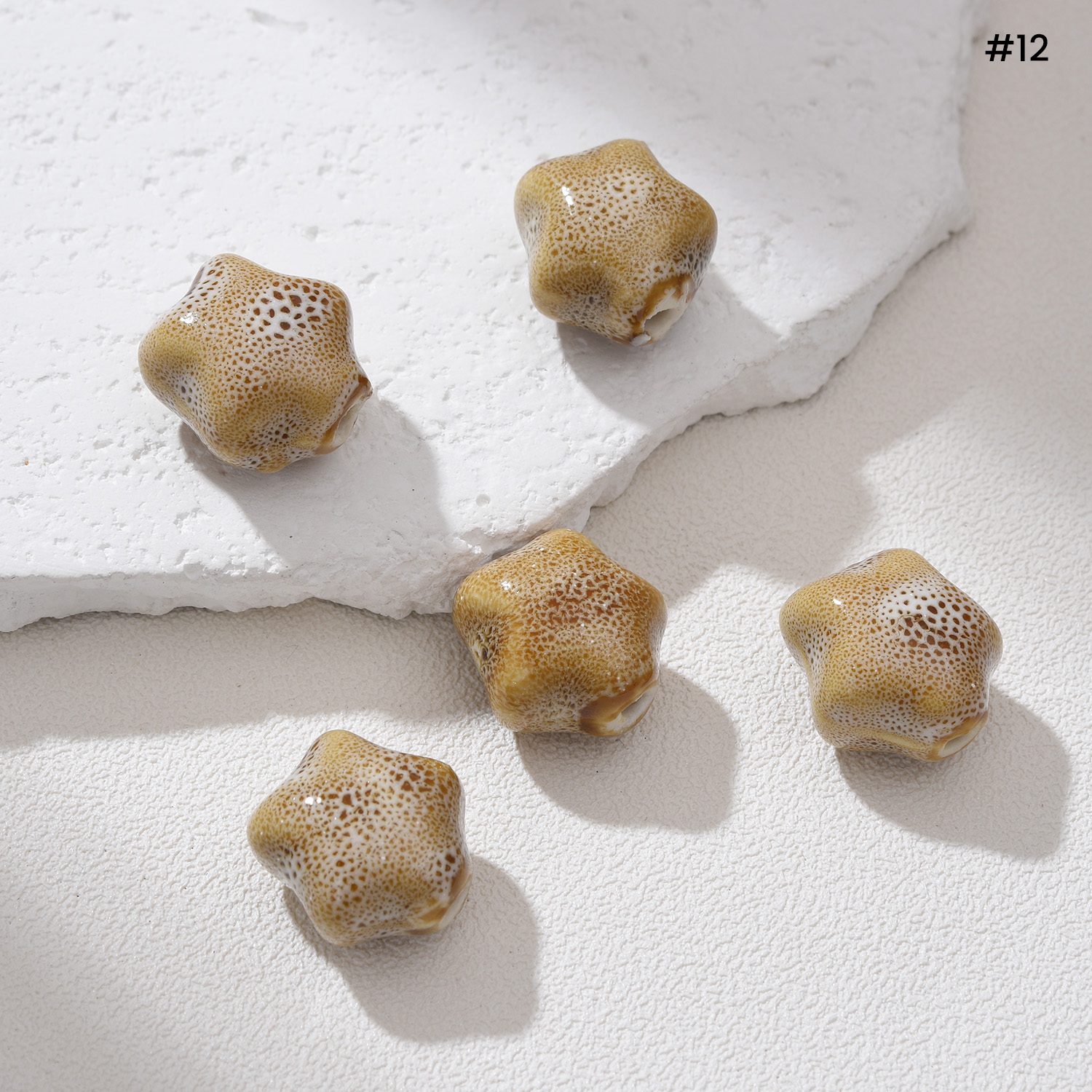 Star Shaped Ceramic Bead 11mm Handmade Pottery Clay Bead Boho Jewelry Spacer Bead Unique Artisan Bead DIY Craft Making Supply ORG279 - Image 4