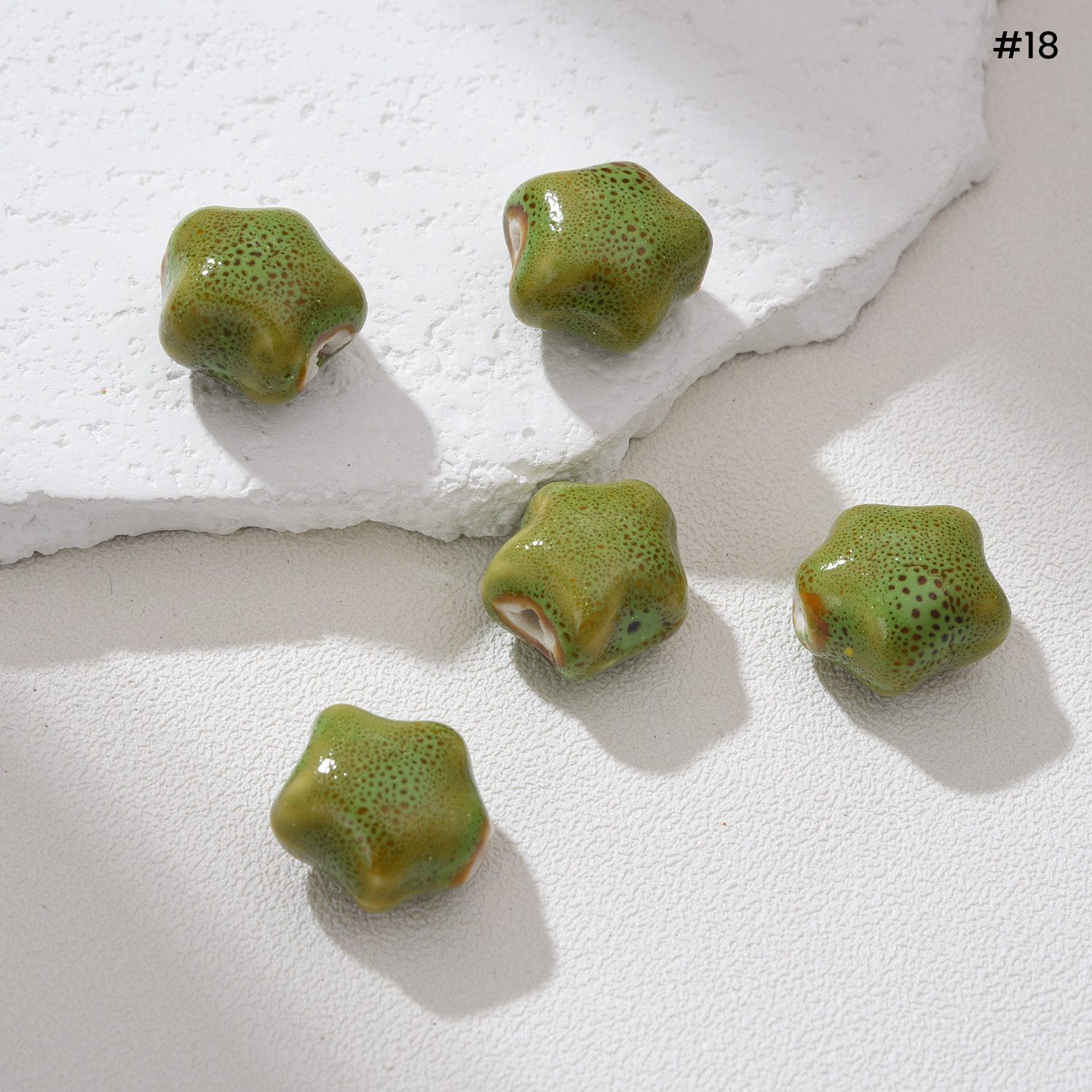 Handmade Star Ceramic Bead 11mm Pottery Clay Bead Celestial Spacer Bead Boho Jewelry Making Beads Unique Artisan DIY Craft Supply ORG279 - Image 2