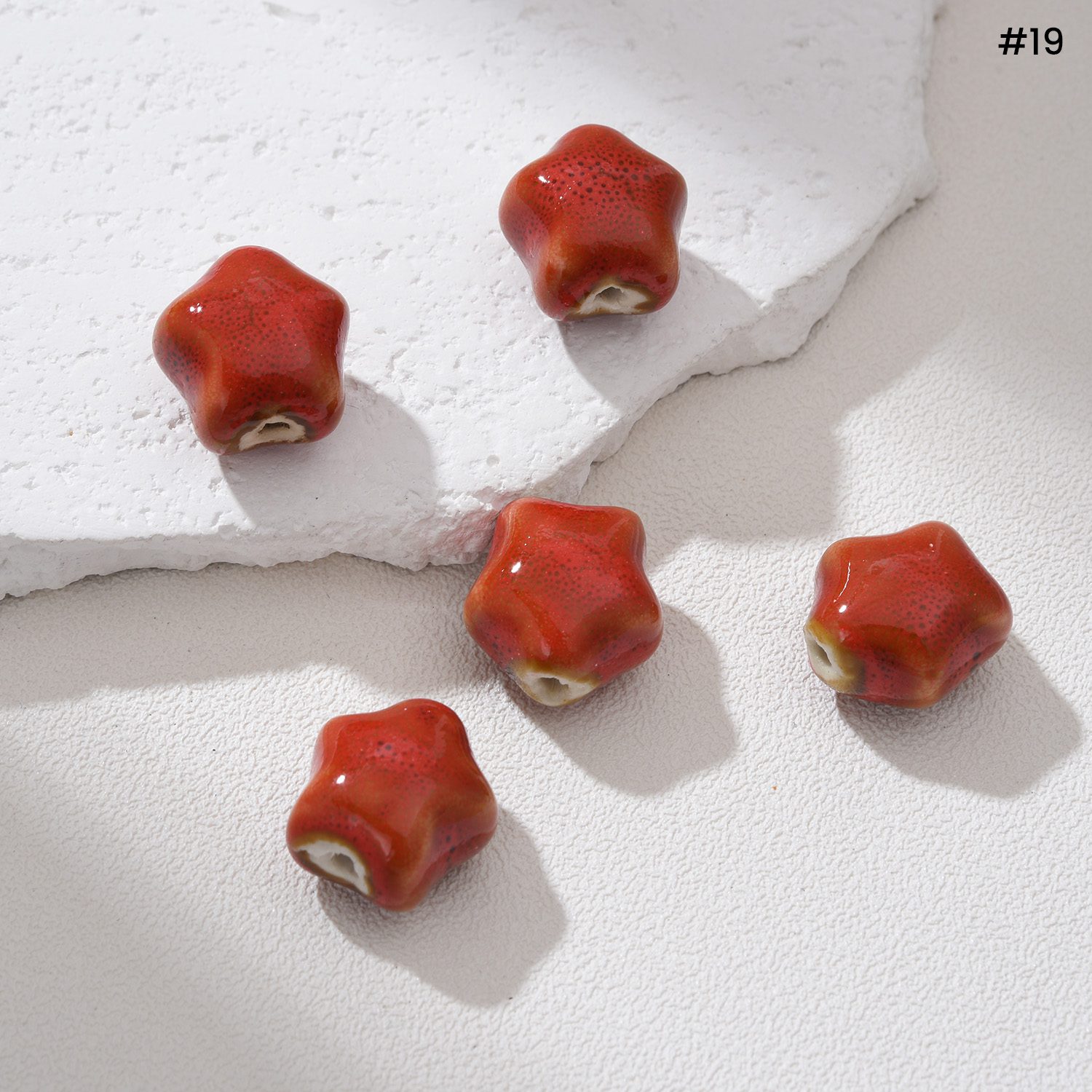 Handmade Star Ceramic Bead 11mm Pottery Clay Bead Celestial Spacer Bead Boho Jewelry Making Beads Unique Artisan DIY Craft Supply ORG279 - Image 3