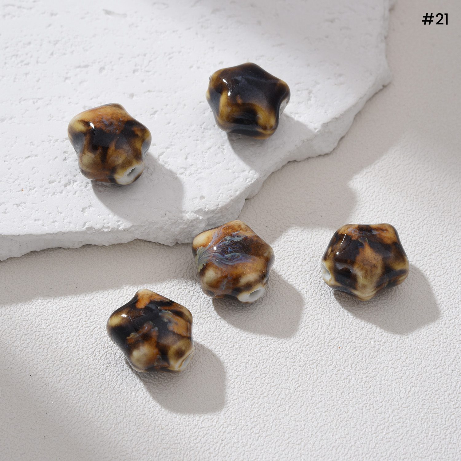 Handmade Star Ceramic Bead 11mm Pottery Clay Bead Celestial Spacer Bead Boho Jewelry Making Beads Unique Artisan DIY Craft Supply ORG279 - Image 5