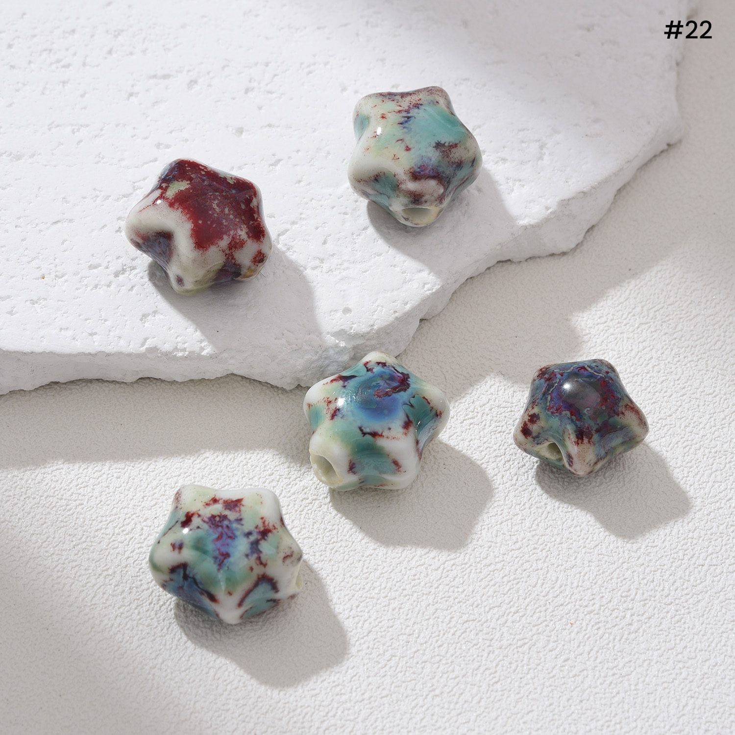 Handmade Star Ceramic Bead 11mm Pottery Clay Bead Celestial Spacer Bead Boho Jewelry Making Beads Unique Artisan DIY Craft Supply ORG279 - Image 6