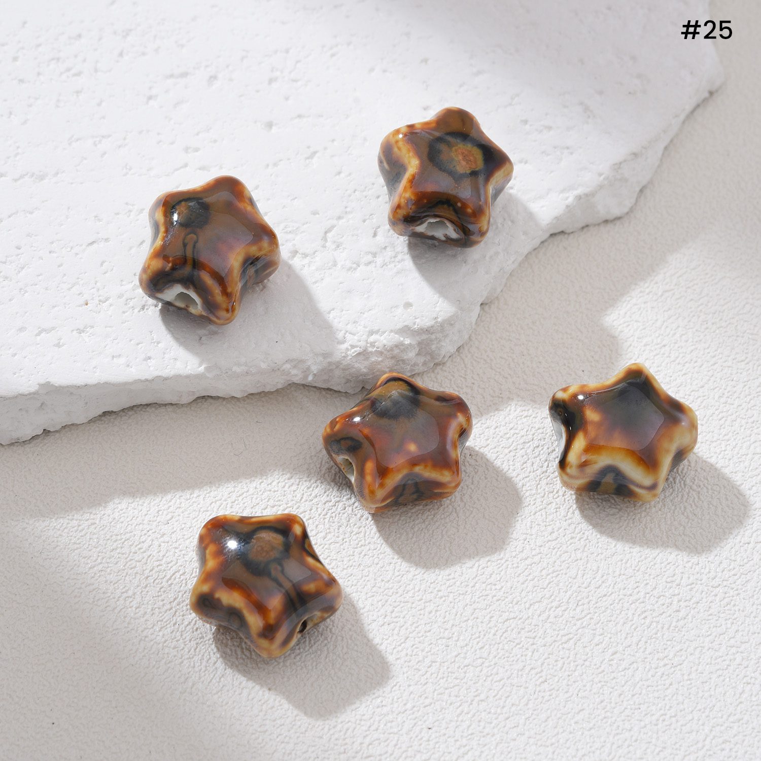 Handmade Star Ceramic Bead 11mm Pottery Clay Bead Celestial Spacer Bead Boho Jewelry Making Beads Unique Artisan DIY Craft Supply ORG279 - Image 9