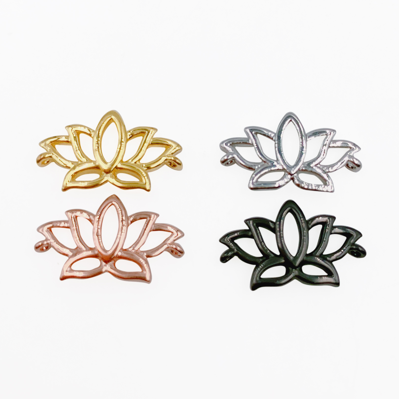 Gold Filled Lotus Flower Filigree Connectors Pendants Charms Flower Bracelet Connector, 16x9mm, CN154