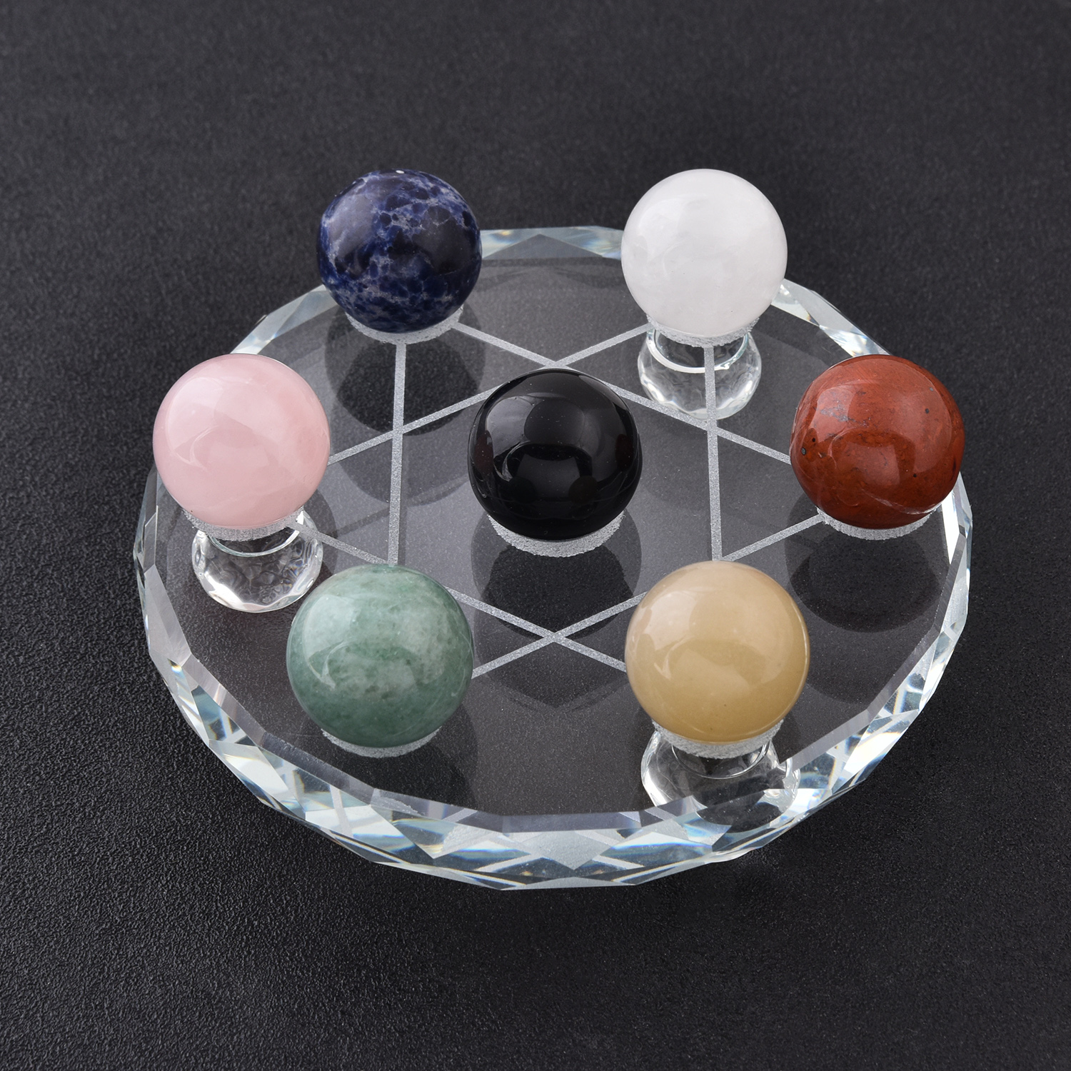 Healing Natural Crystal Planet Set, Polished Gemstone Sphere Collection, Chakra Energy Crystals for Meditation Decor, Spiritual Gift COBD205