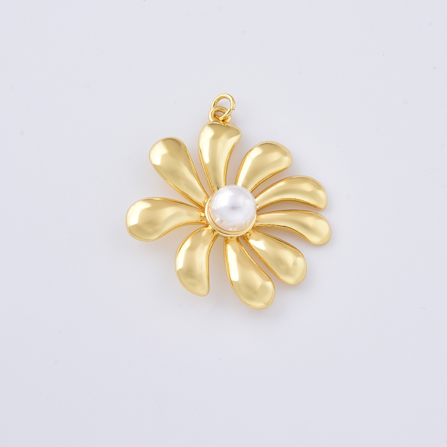 Gold Filled Flower Charm with Pearl, Minimalist Floral Pendant for DIY Necklace Bracelet Jewelry Making, Dainty Minimalist Gift CP2367