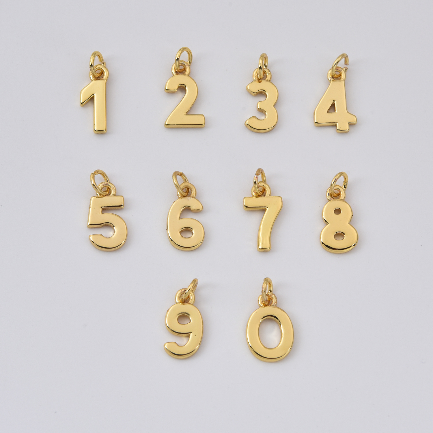Gold Filled Number Charm Set 0–9, Minimalist Numeric Pendant for DIY Necklace Bracelet Jewelry Making, Personalized Jewelry Supply, CP2369