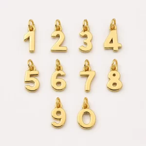 Gold Filled Number Charm 0-9, Personalized Number Pendant, Minimalist Numeric Charm for Necklace Bracelet Jewelry Making, CP2369