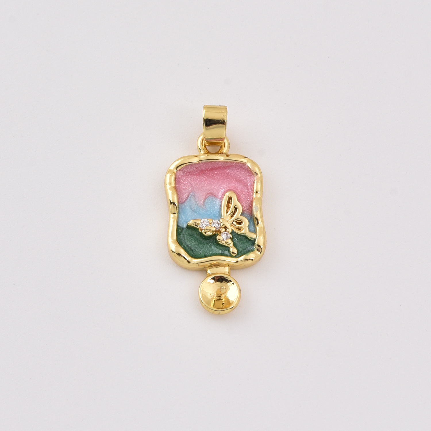 Gold Filled Enamel Butterfly Charm, Dainty Colorful Floral Pendant for DIY Necklace Bracelet Jewelry Making Supplies, Gift for Her, CP2389