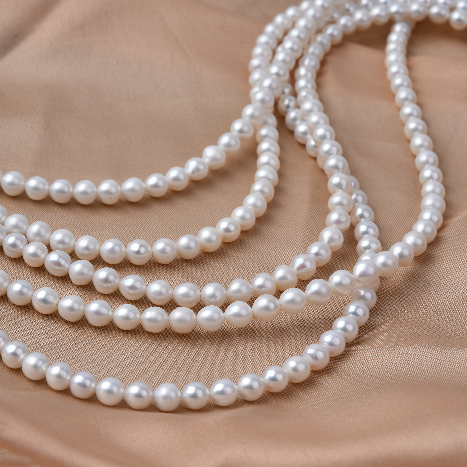 5mm Nearly Round 4A Freshwater Pearl Beads, Natural White Pearl Strand High Luster Jewelry Making Pearls, Bridal DIY Jewelry Supplies FWP114