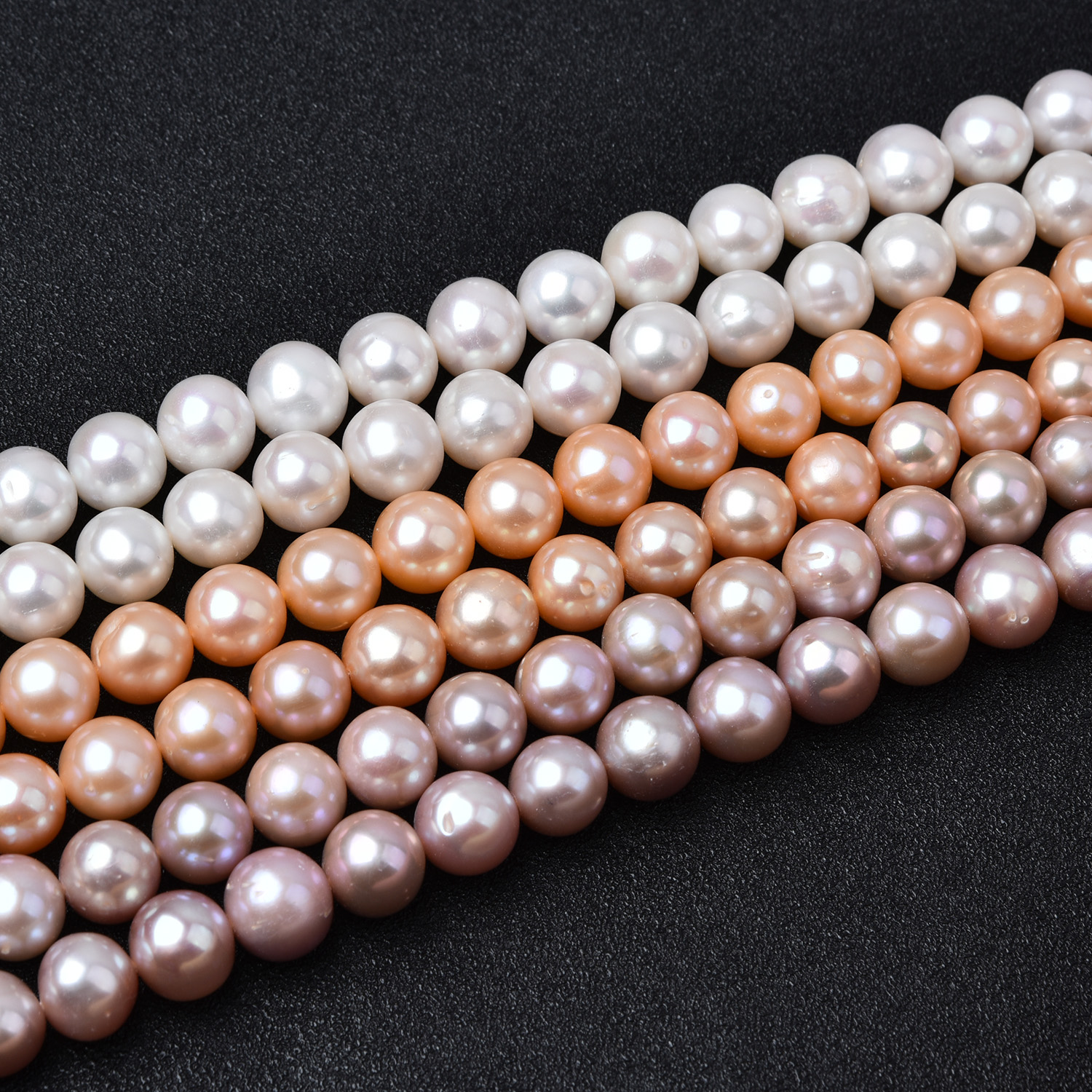 9–10mm Nearly Round 5A Freshwater Pearl Beads – White Pink Purple Pearl Strand, High Luster Real Pearls for Jewelry Making FWP116