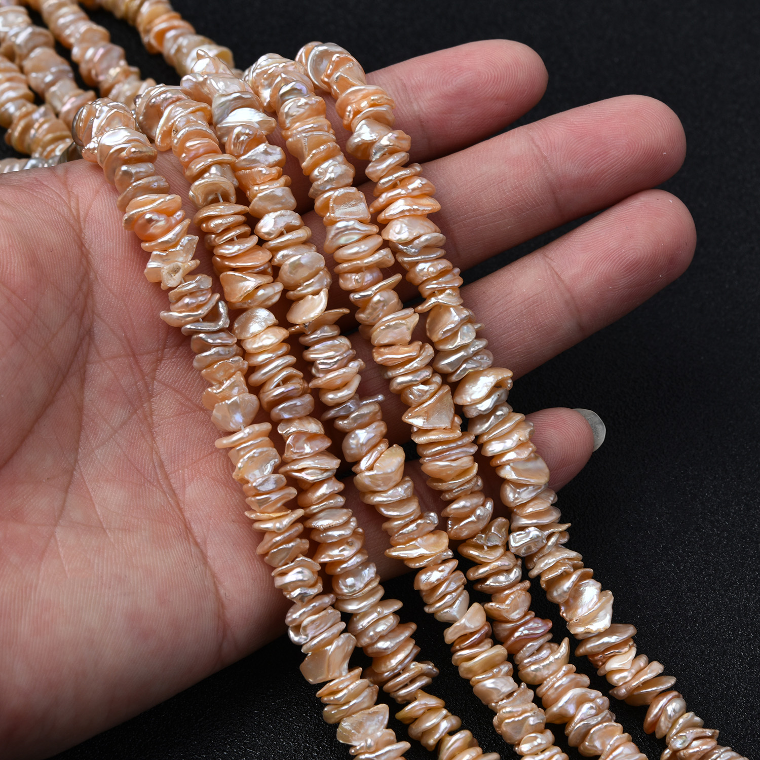 8–9mm Keshi Freshwater Pearl Beads, 4A Natural Kaishi Pearl Strand, High Luster Organic Pearls for Jewelry Making FWP117 - Image 2