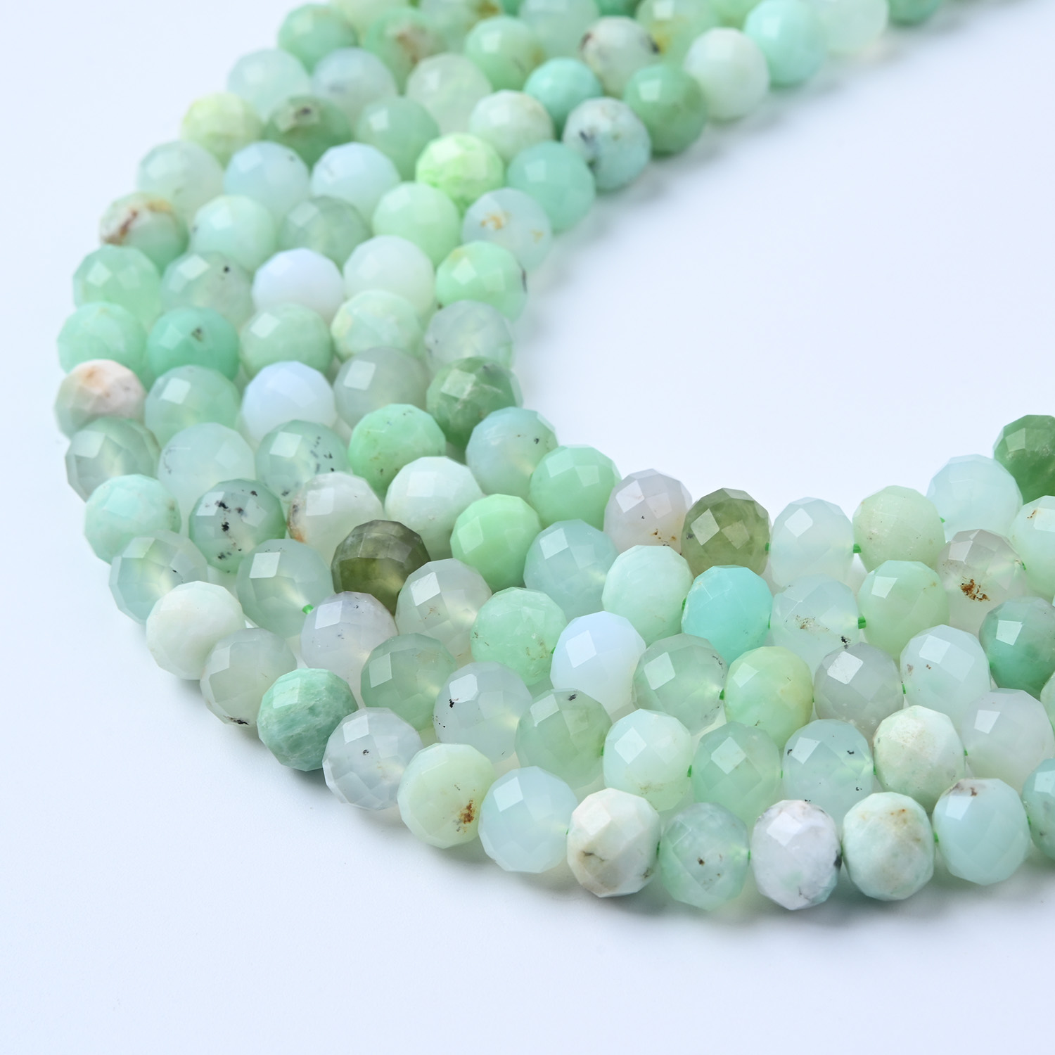 Chrysoprase Gemstone Beads 8mm, Faceted Round Apple Green Beads, Full 15.5" Gemstone Strand, Jewelry Making Supplies, GRN704