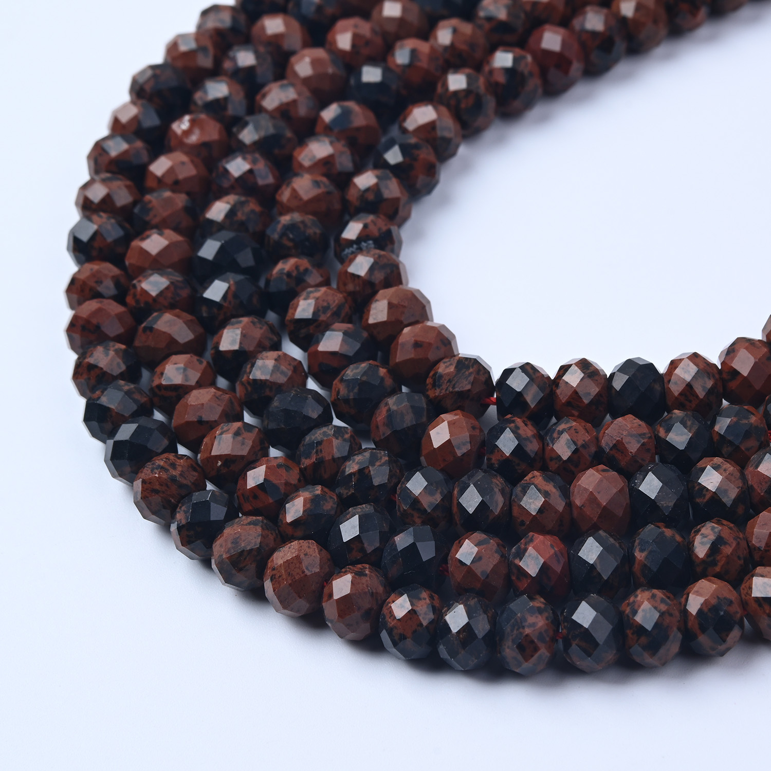 Mahogany Obsidian Beads 8mm, Faceted Round Gemstone Beads, Oregon Red Brown Stone, Full 15.5" Grounding Strand, Jewelry Making GRN705