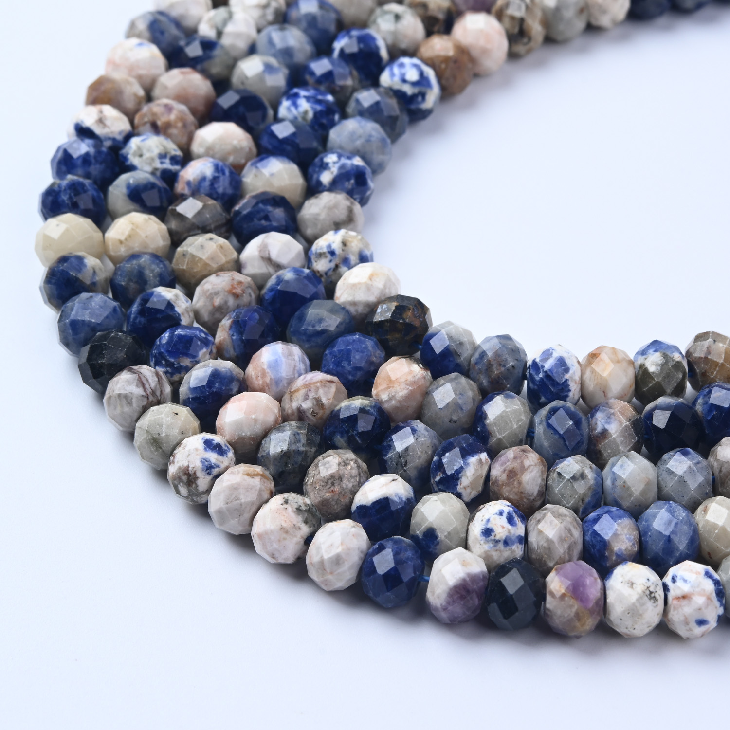 Dumortierite Gemstone Beads 8mm, Brazilian Blue Quartz Faceted Rounds, Deep Denim Blue Stone, Full 15.5" Strand, Jewelry Making GRN706